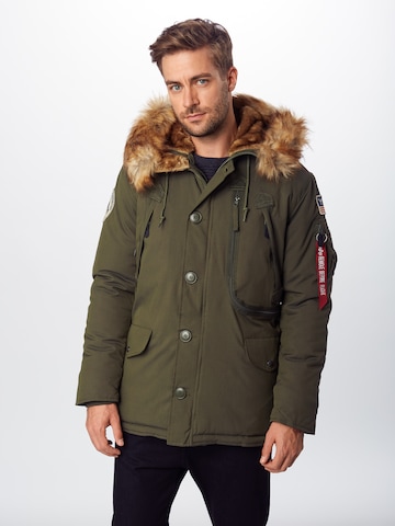 ALPHA INDUSTRIES Talveparka 'Polar', värv roheline: eest vaates