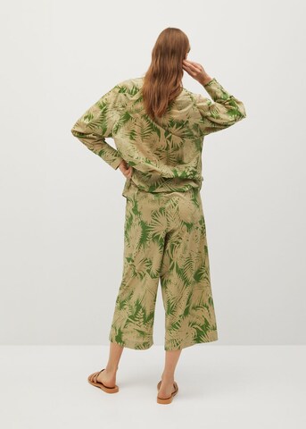 MANGO Wide leg Broek 'Kai' in Groen