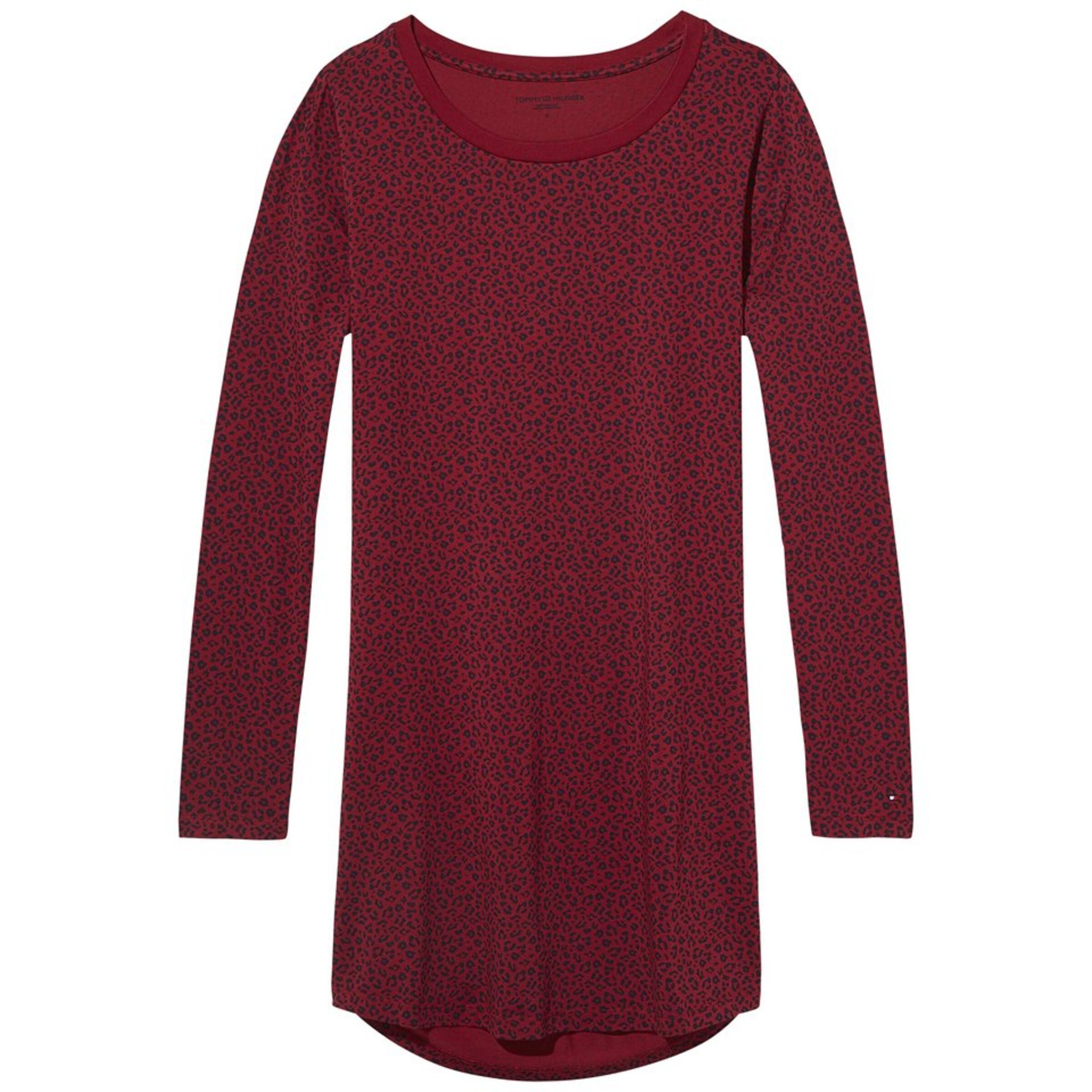 TOMMY HILFIGER - Nachthemd »Cotton cn dress ls iconic print« in dunkelrot