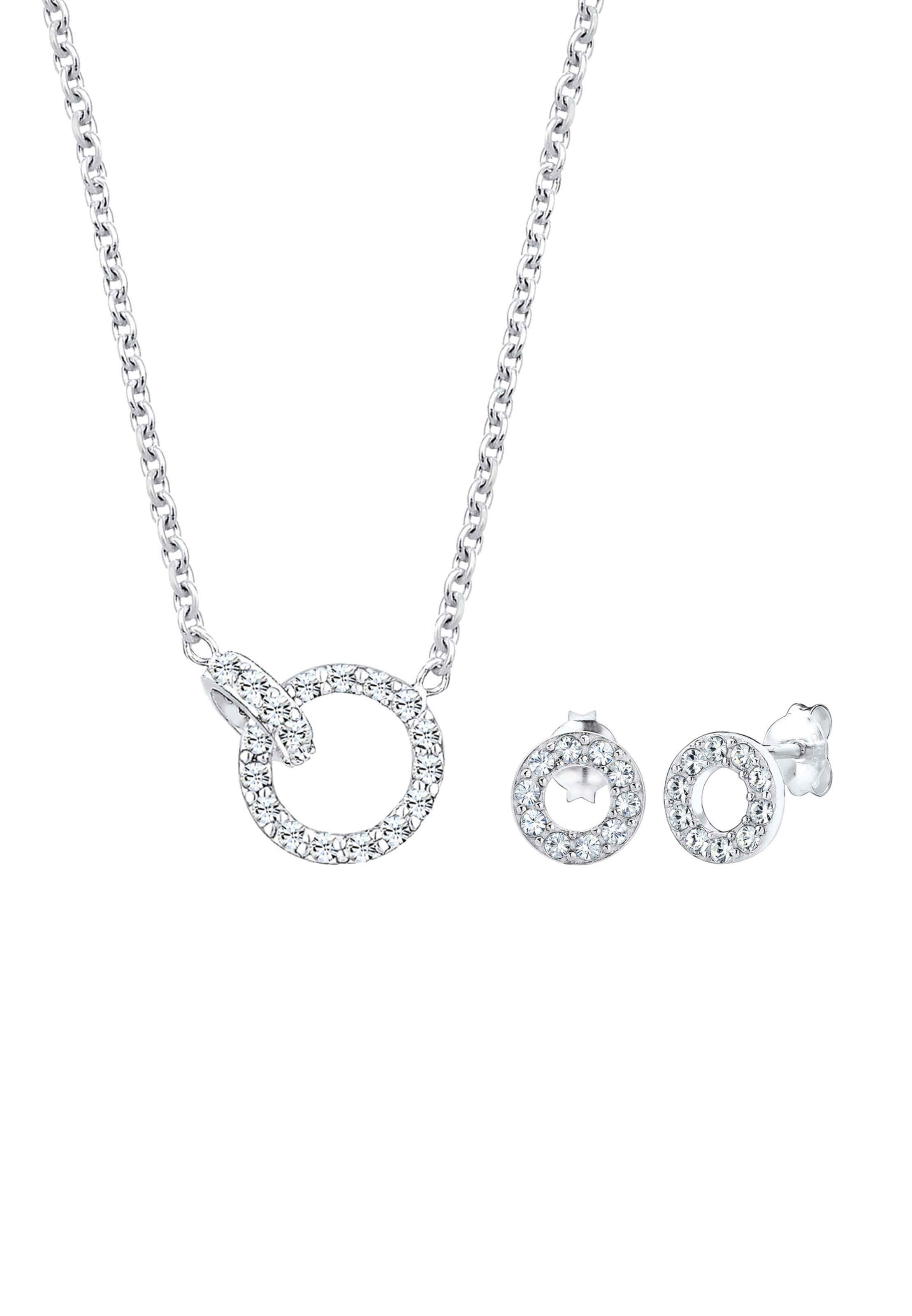 ELLI Jewelry set 'Kreis, Kristall' in Silver: front