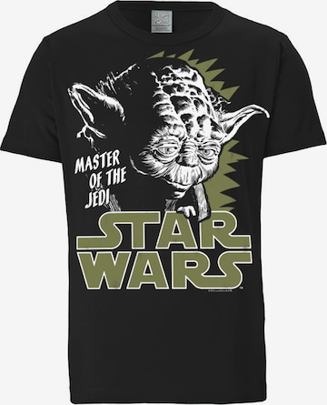 LOGOSHIRT T-Shirt 'Yoda' in Schwarz: predná strana