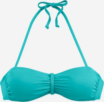 BUFFALO - Bandeau Top de biquíni 'Happy' em azul: frente