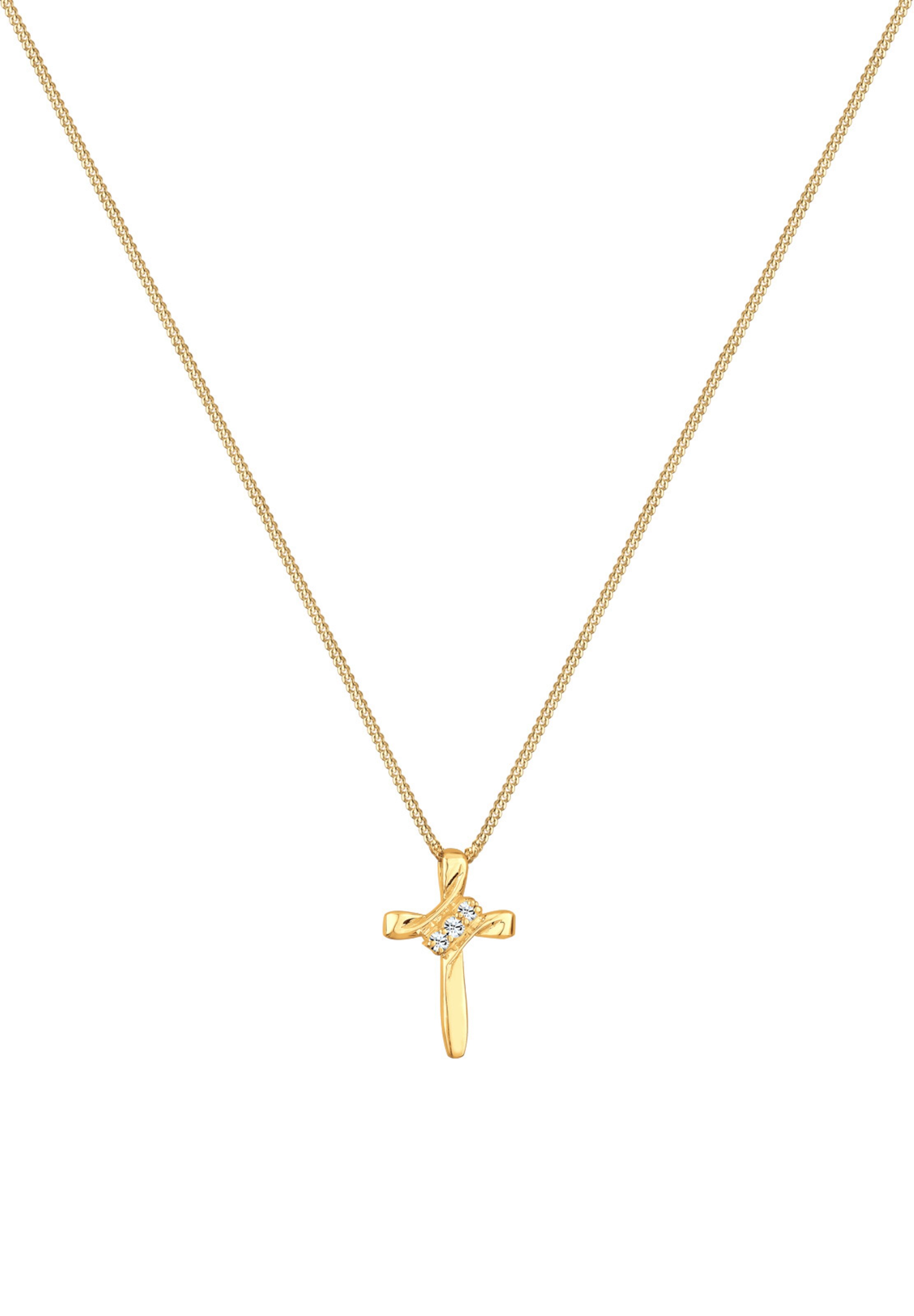 ELLI Kette 'Kreuz' in Gold: Vorderseite