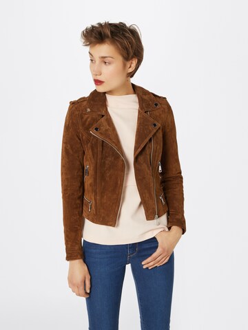 VERO MODA Lederjacke 'ROYCE' in Braun: Vorderseite