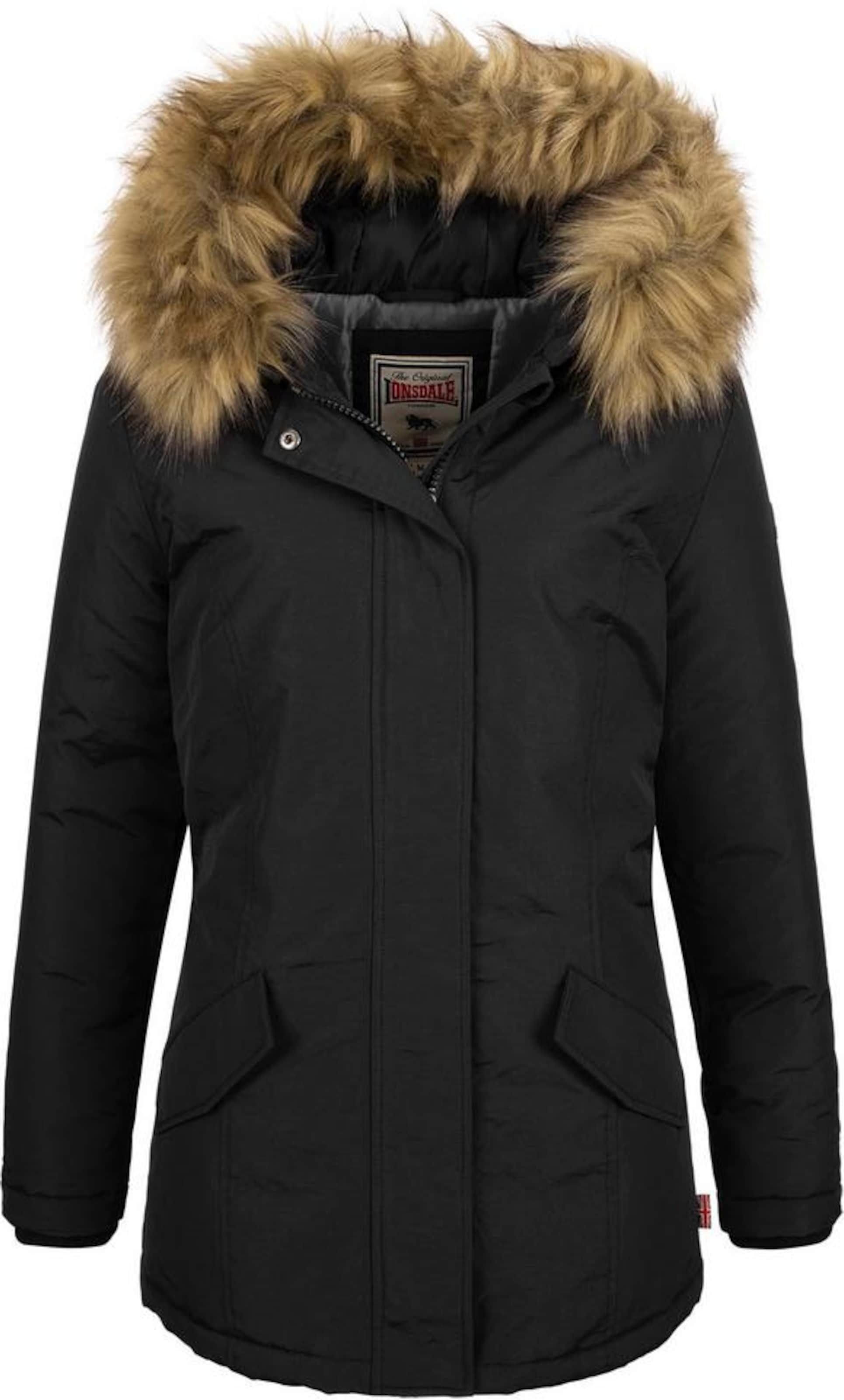 LONSDALE Winterparka in Zwart: voorkant