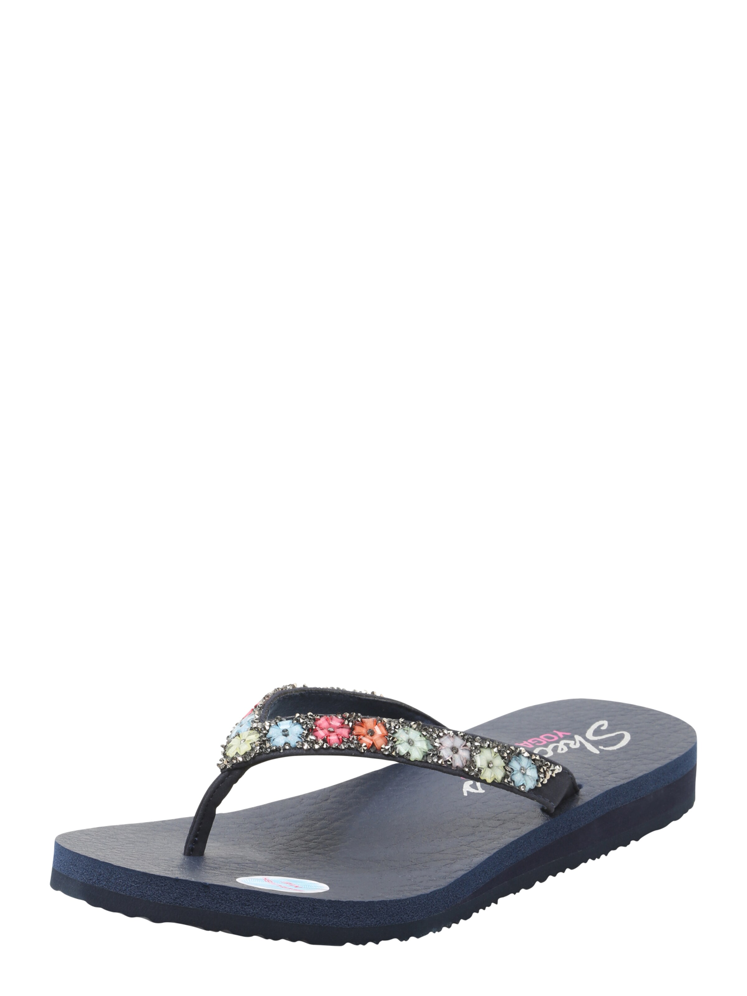 SKECHERS - Zehentrenner 'Flower And Rhinestone Thong Yoga' in navy