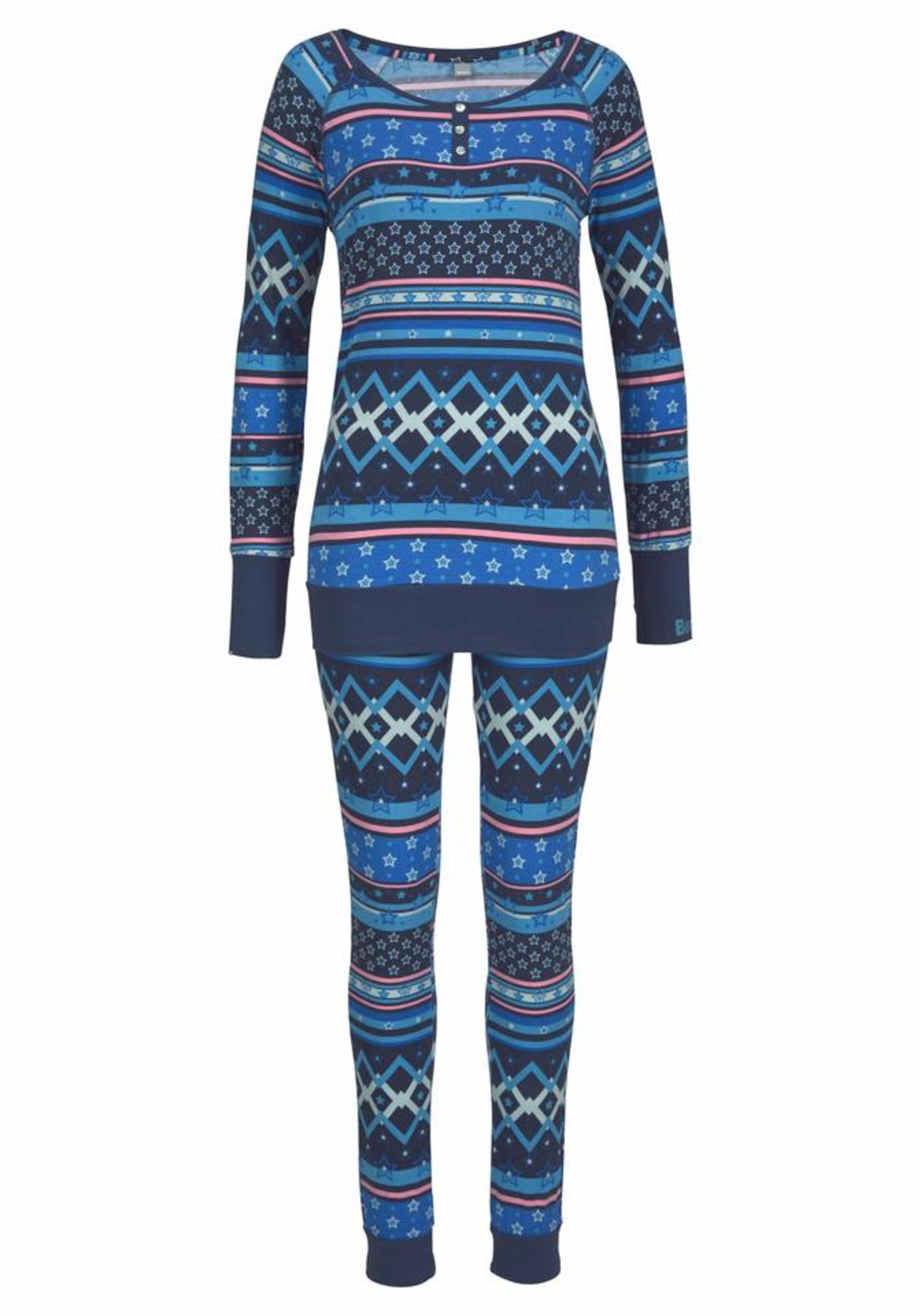 BENCH - Pyjama im Norwegermuster mit Sternen in blau