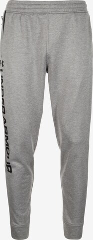 UNDER ARMOUR Slim fit Workout Pants 'MK-1 Terry' in Grey: front