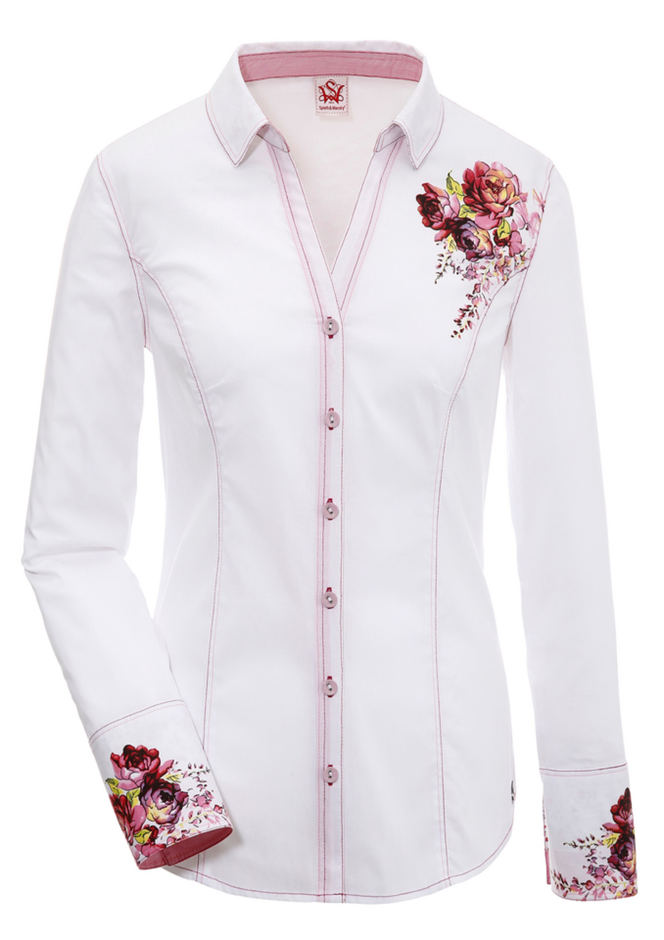 SPIETH & WENSKY - Trachtenbluse mit Manschetten in rosa