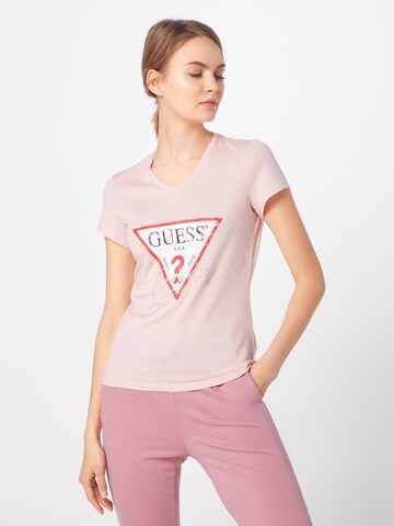 GUESS Guess T-Shirt 'LOGODREIECK' in Pink: predná strana