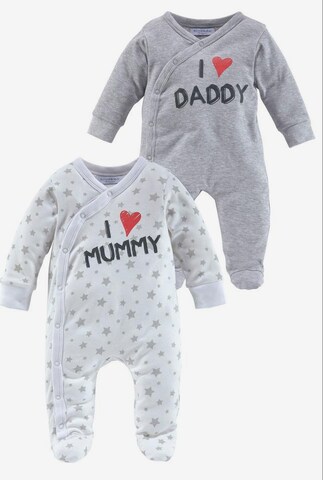 KLITZEKLEIN Schlafanzug 'I love Mummy / I love Daddy, Druck' in Grau: predná strana