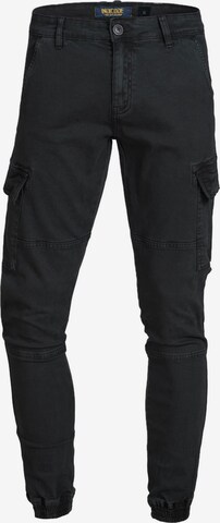 INDICODE JEANS Tapered Cargobroek 'August' in Zwart: voorkant