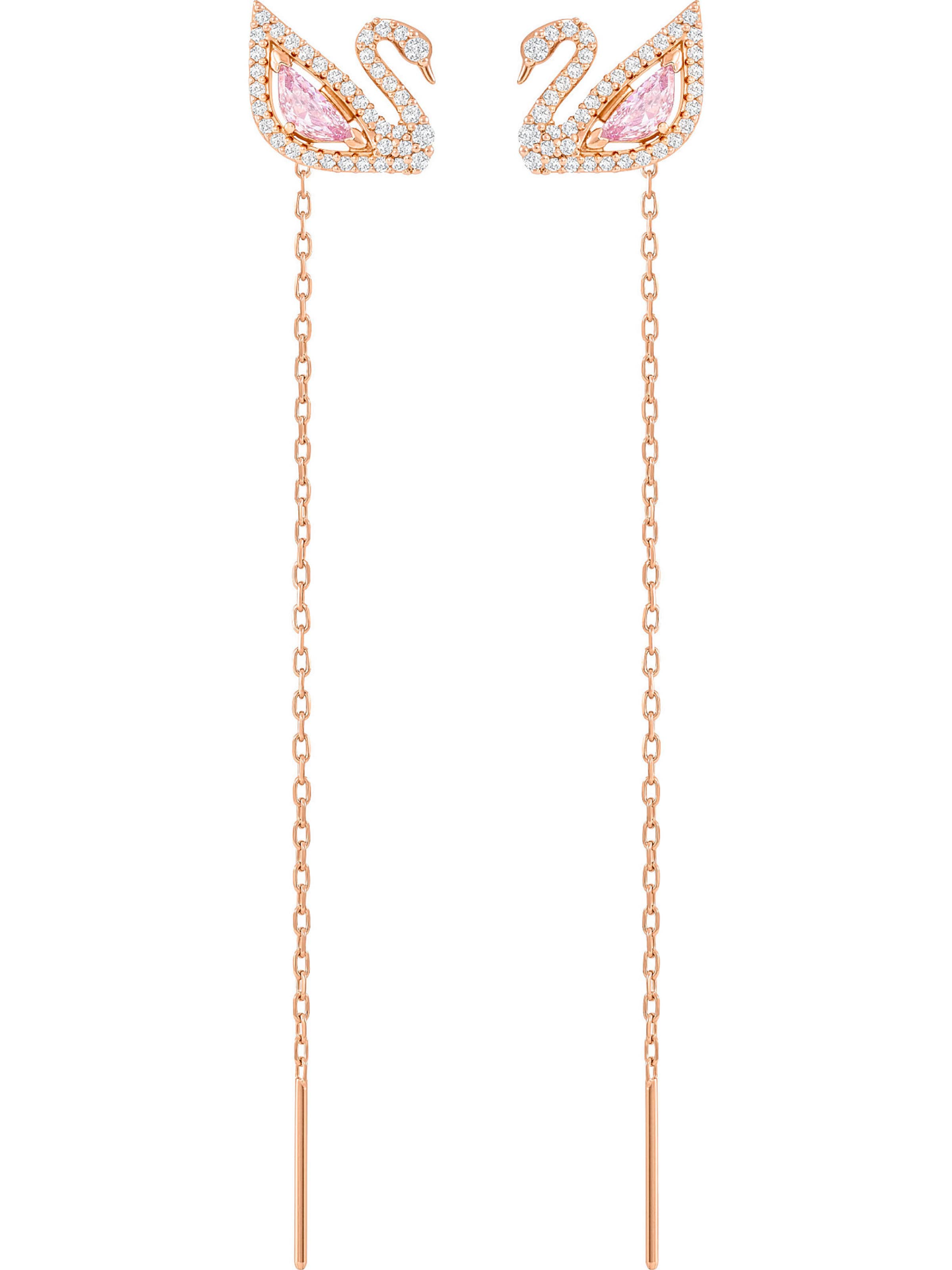 Swarovski Σκουλαρίκια 'Swan' σε ροζ: μπροστά