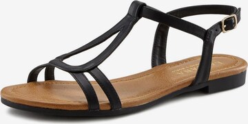 LASCANA Sandalen met riem in Zwart: voorkant