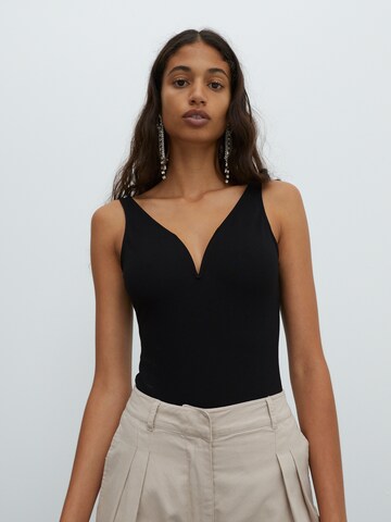 EDITED Shirt Bodysuit 'Daliah' in Black: front