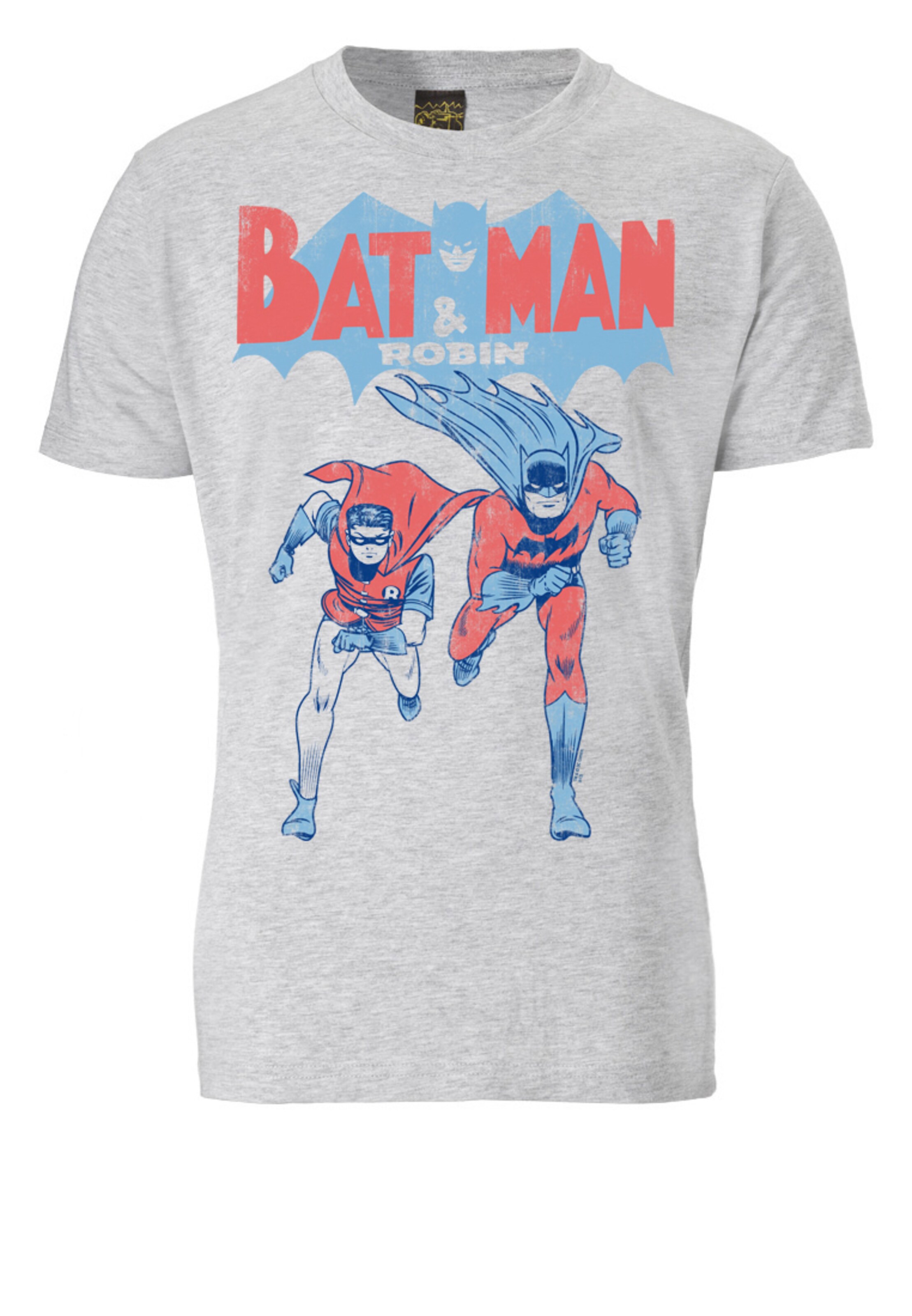 LOGOSHIRT Shirt 'BATMAN AND ROBIN' in Grey: front