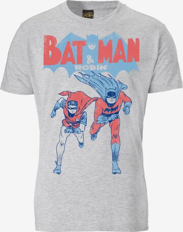 LOGOSHIRT T-Shirt 'BATMAN AND ROBIN' in Grau: predná strana