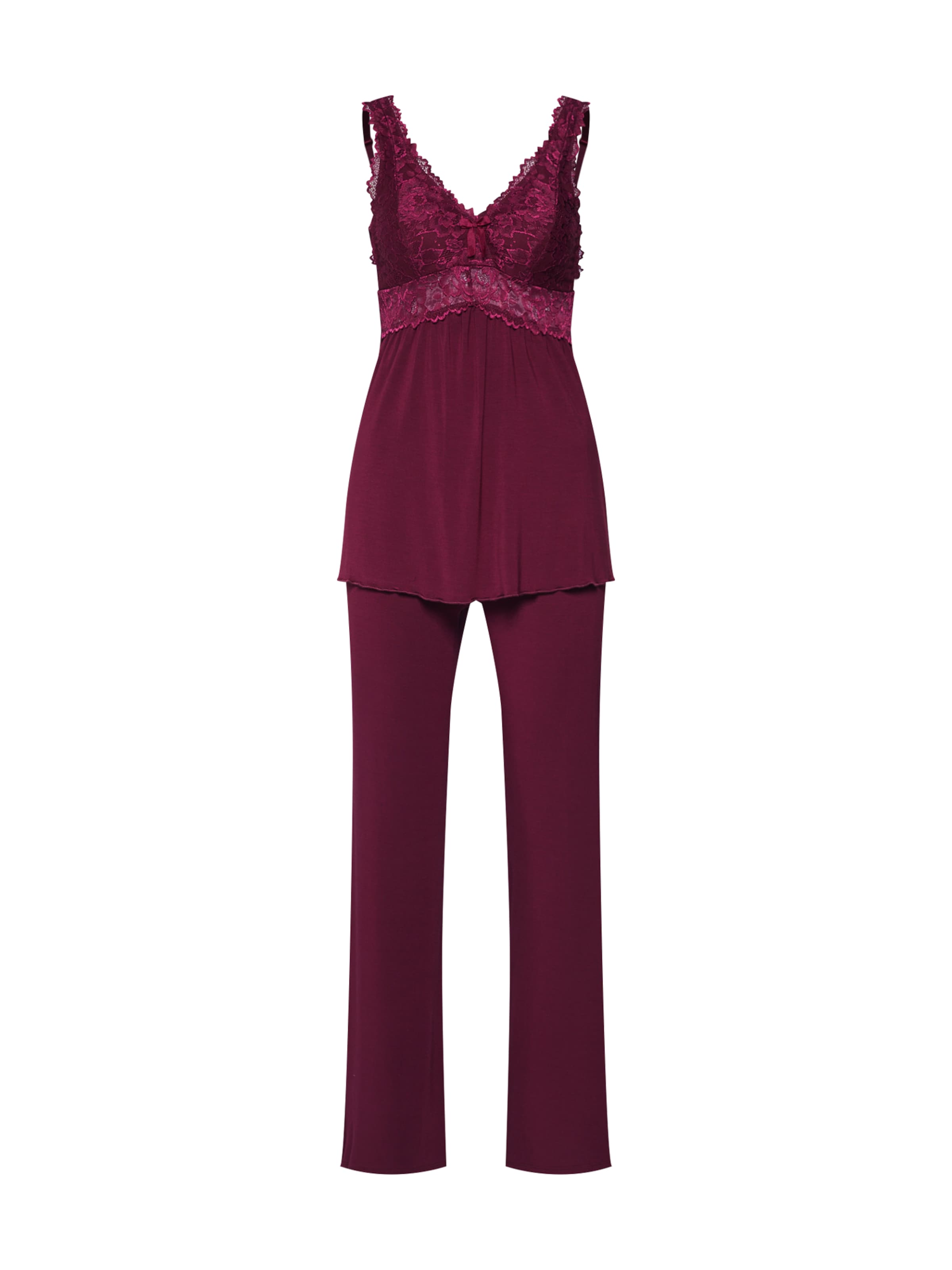 Hunkemöller - Pyjama 'PJ Modal Lace' in de kleur Rood