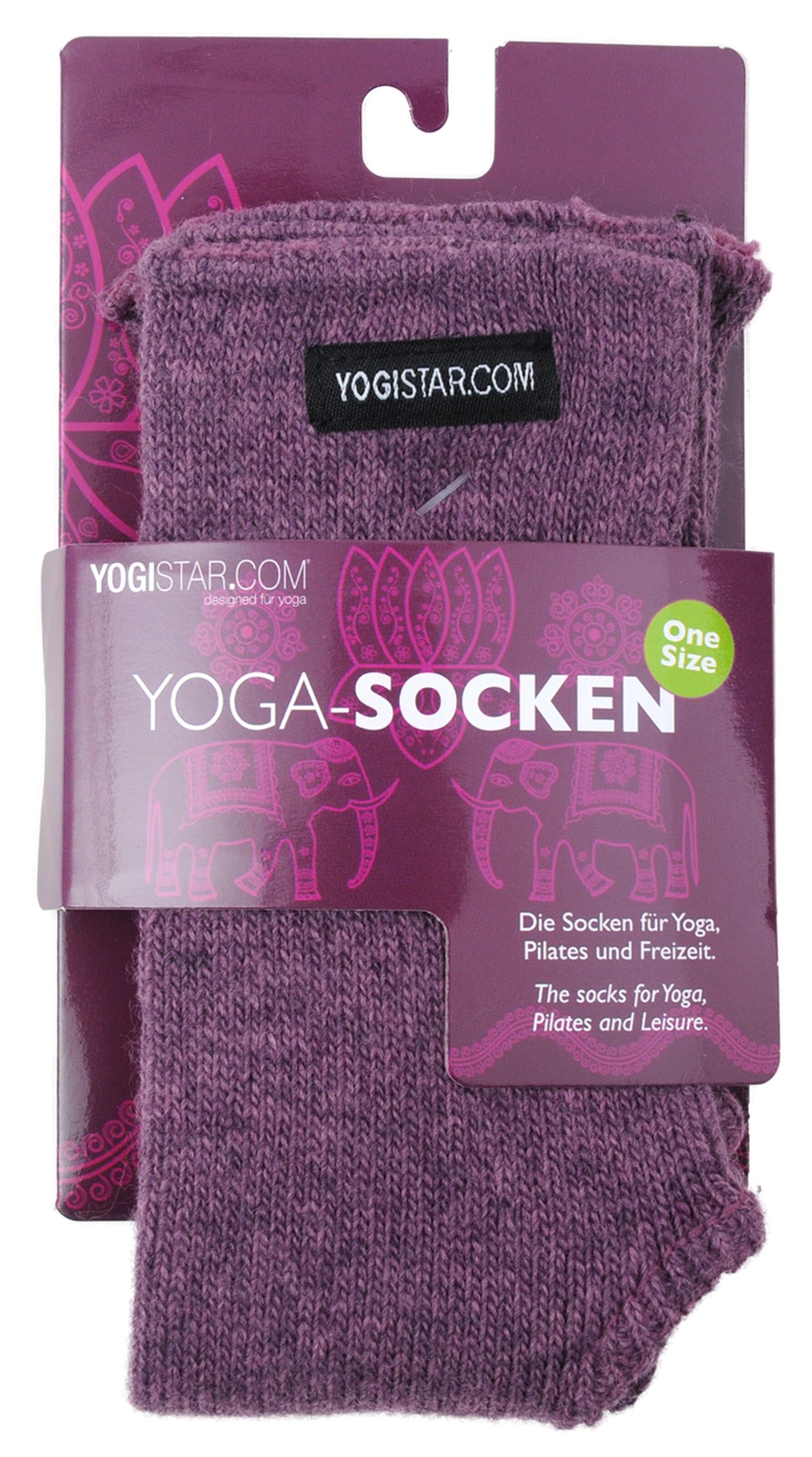 YOGISTAR.COM Yoga-socken in Lila: Vorderseite