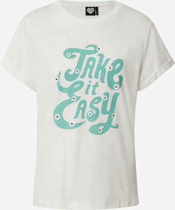 Tricou 'TAKING IT EASY' de la CATWALK JUNKIE pe alb: față