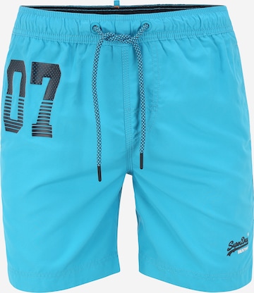 Shorts de bain Superdry en bleu : devant