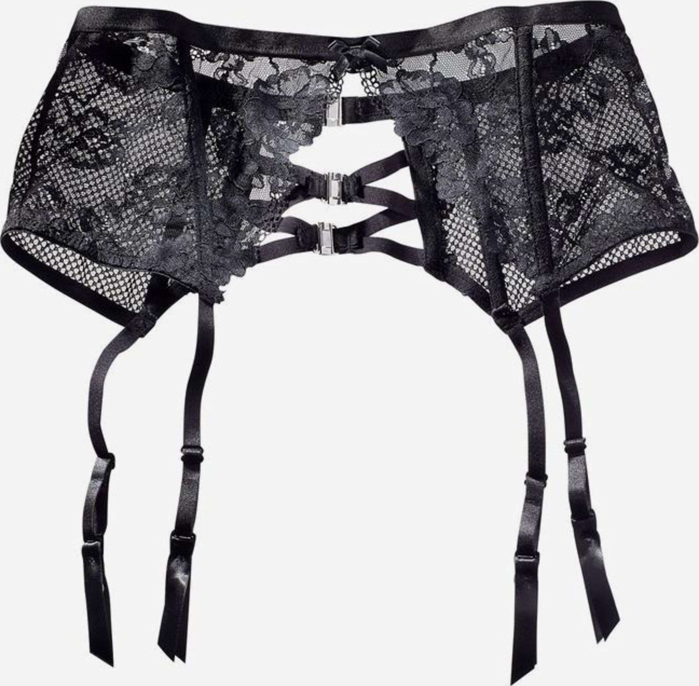 FloralGrace Lot De 2 Porte-Jarretelles Réglables Noirs Avec Chaîne Dorée - Taille L Pour Femme