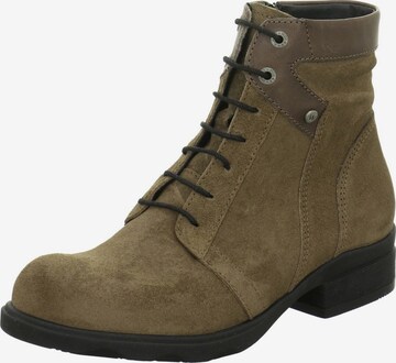 Wolky Lace-Up Ankle Boots in Brown: front