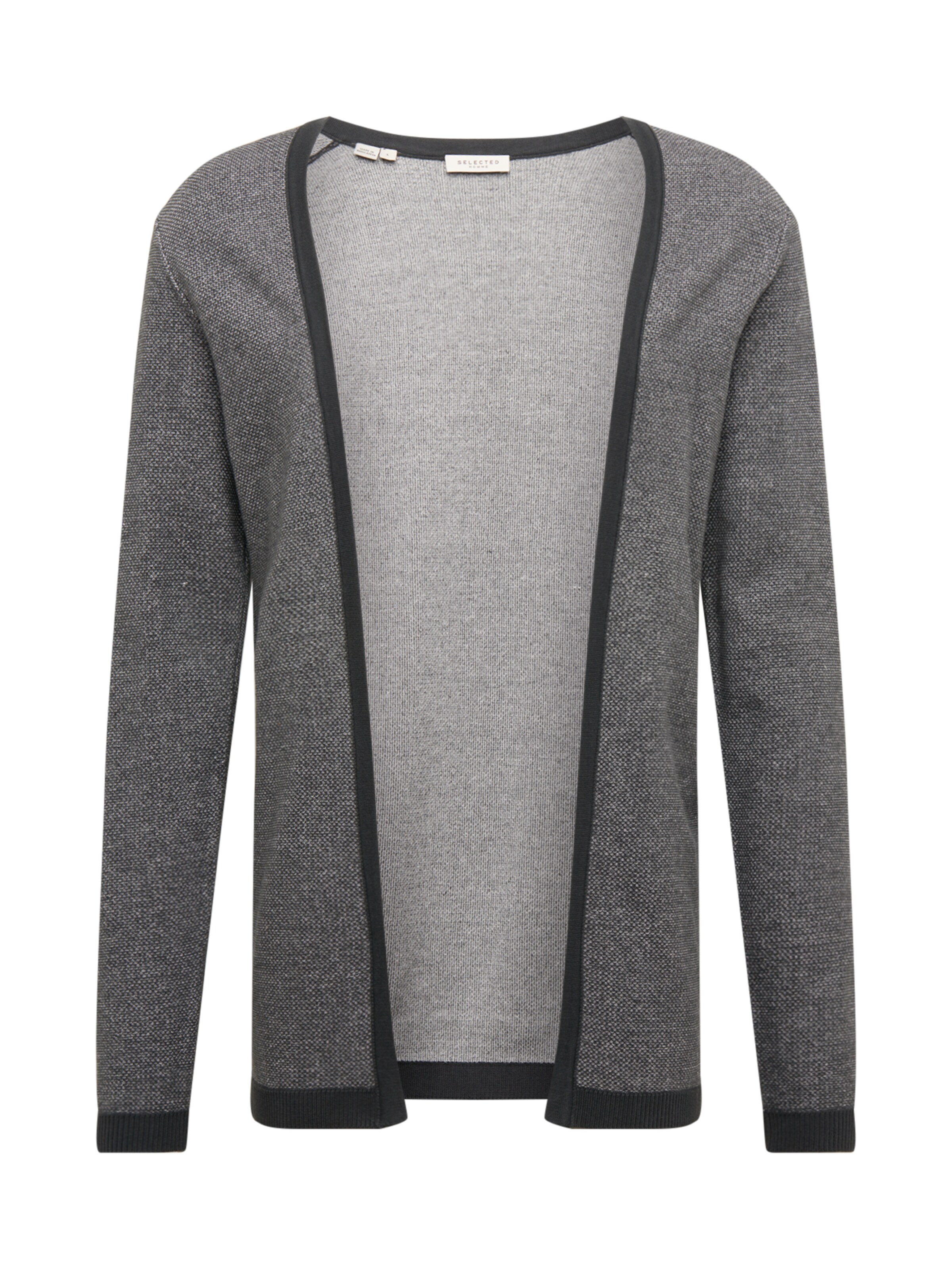 SELECTED HOMME - Gebreid vest 'SLHNEWJEFF OPEN CARDIGAN W EX' in de kleur Antraciet