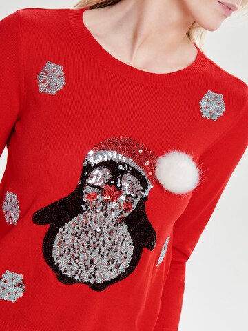 ONLY Svetr 'ONLX-Mas Penguin' – červená
