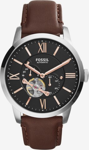 FOSSIL Аналогов часовник 'Townsman' в кафяво: отпред