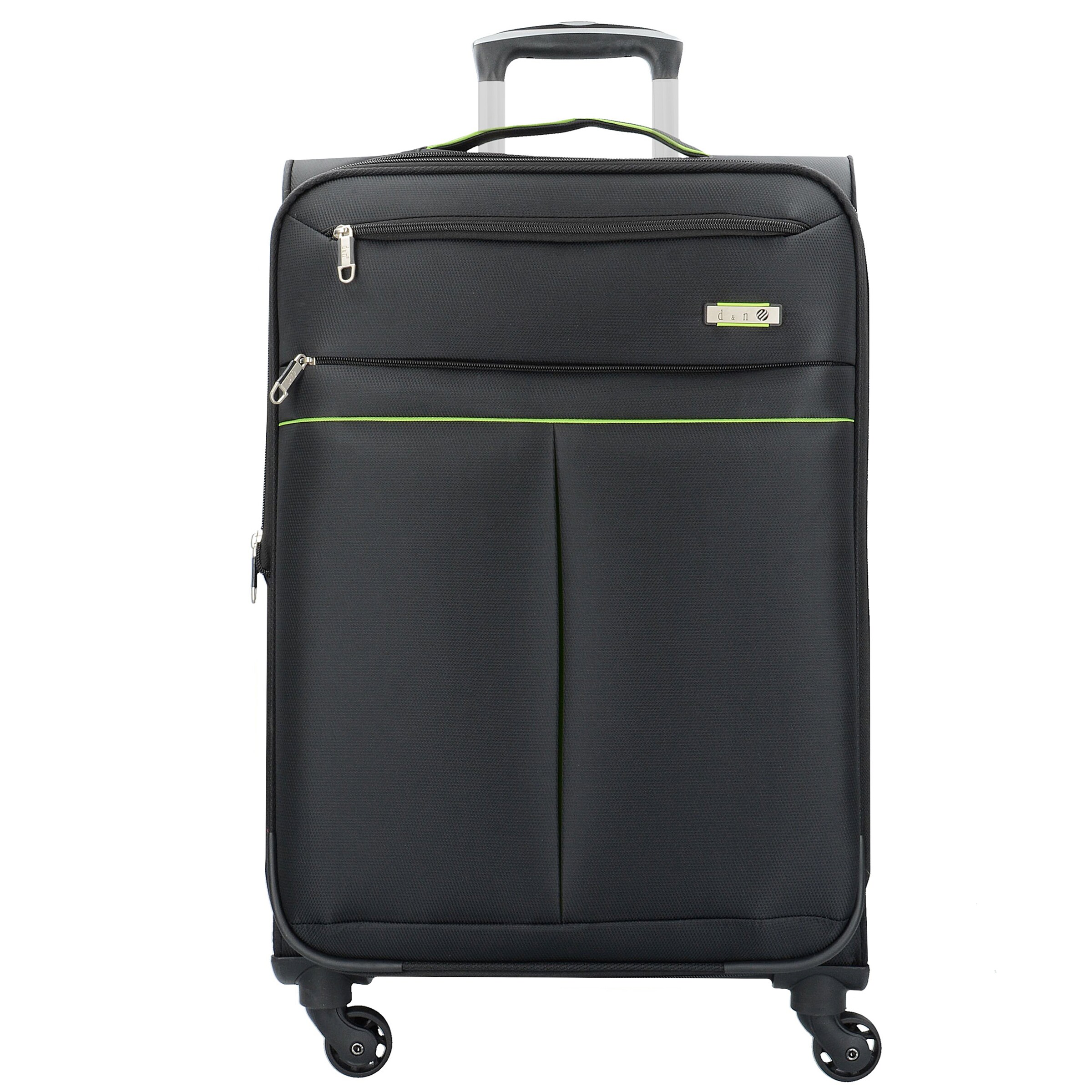D&N 4-Rollen Trolley 'Travel Line 6704 M' in Schwarz: Vorderseite
