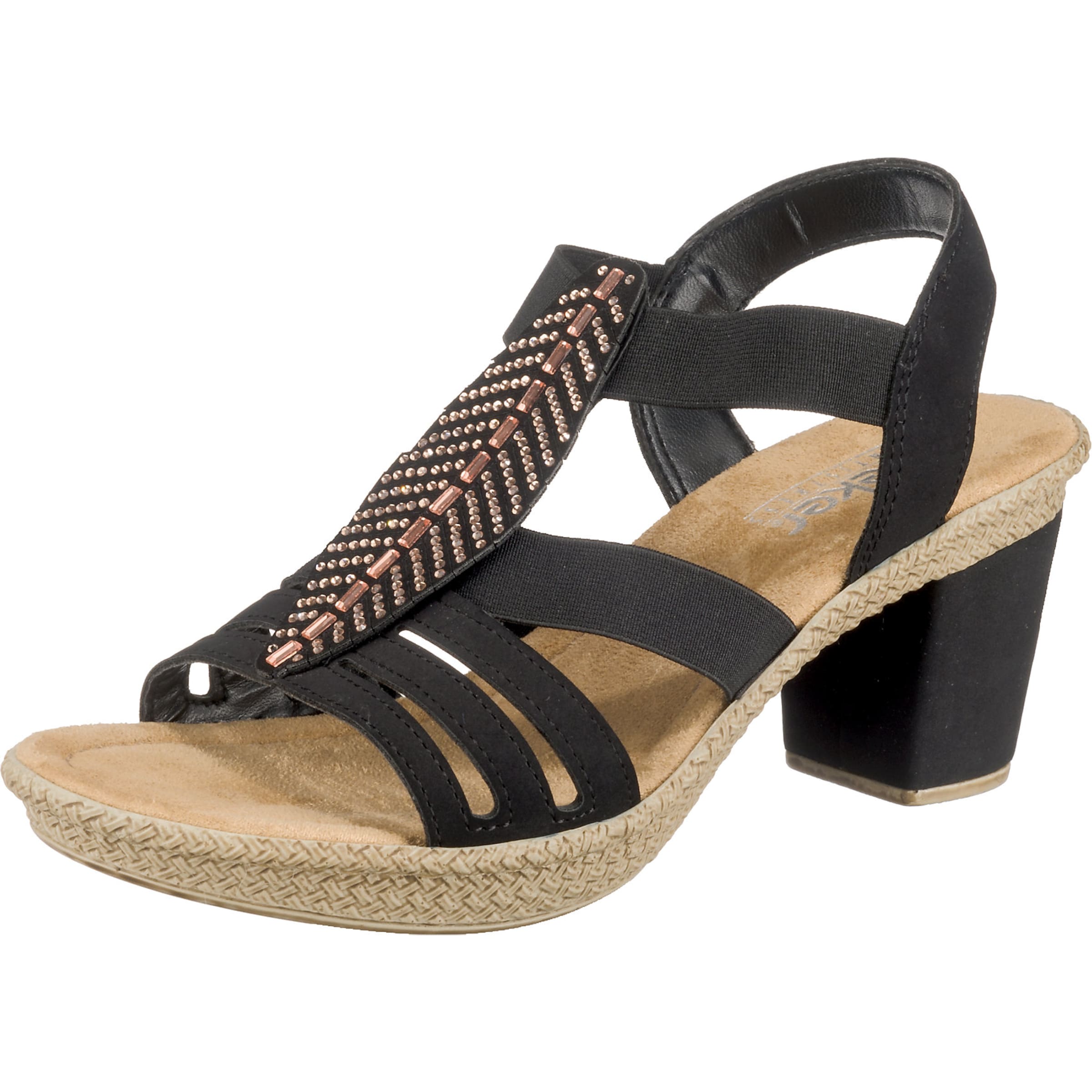 Rieker Strap Sandals in Black: front