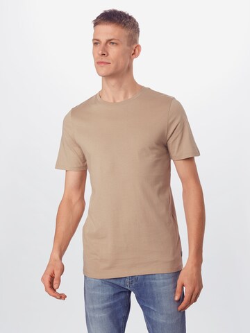 Coupe slim T-Shirt JACK & JONES en beige : devant
