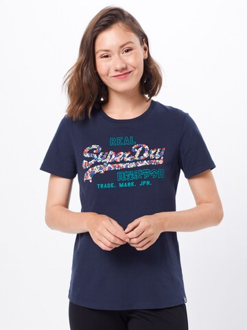 T-shirt Superdry en bleu : devant