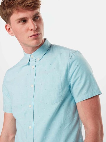 BURTON MENSWEAR LONDON - Slim Fit Camisa 'Palm Oxford' em azul