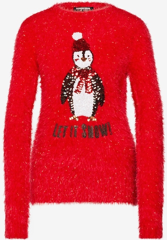 Fashion Union Sweter 'PENGUIN' w kolorze czerwony: przód