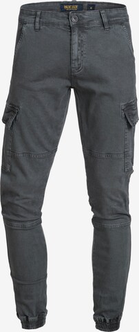 INDICODE JEANS Tapered Cargo Pants 'August' in Grey: front