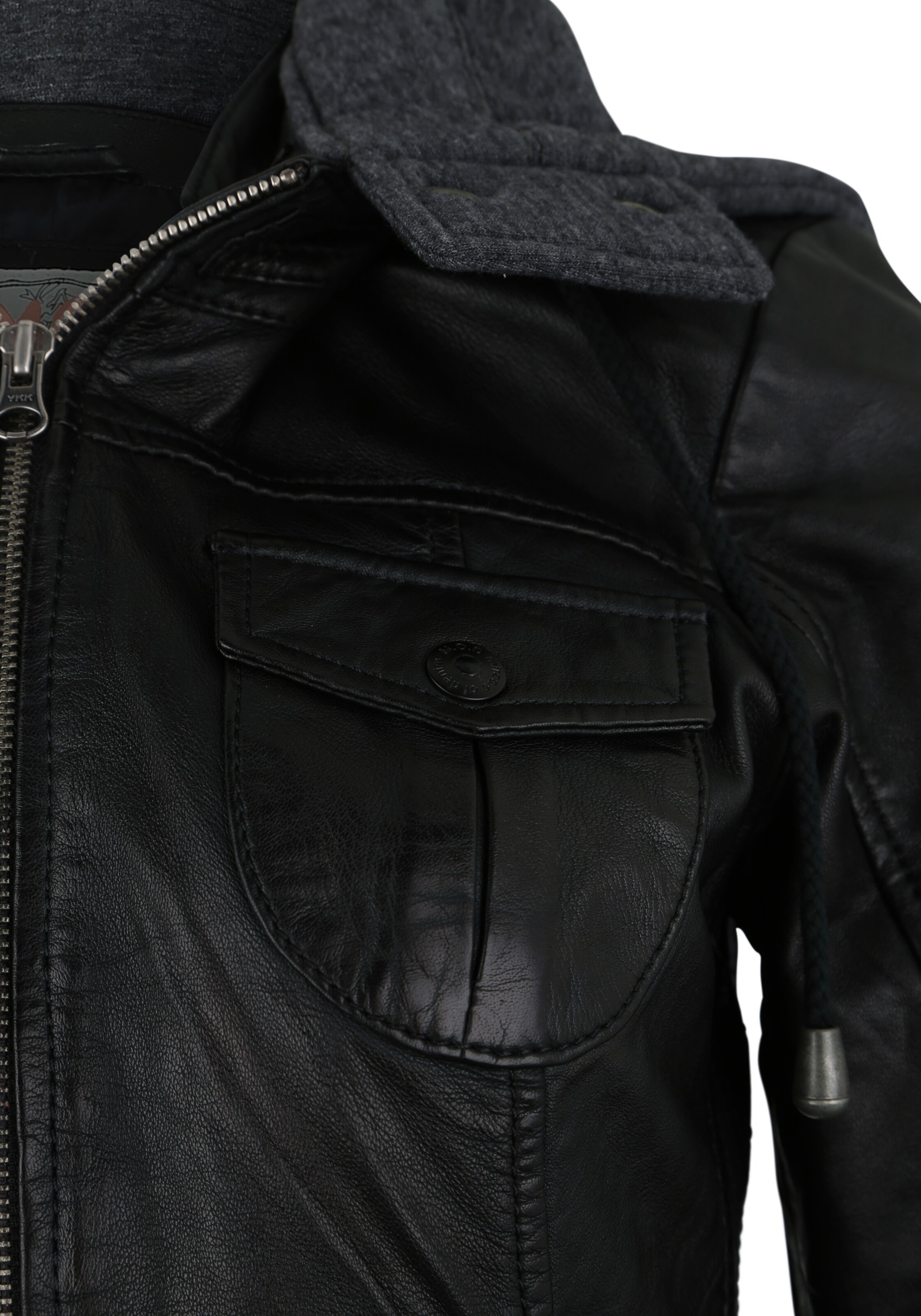 Miracle of Denim Lederjacke in Schwarz: Vorderseite