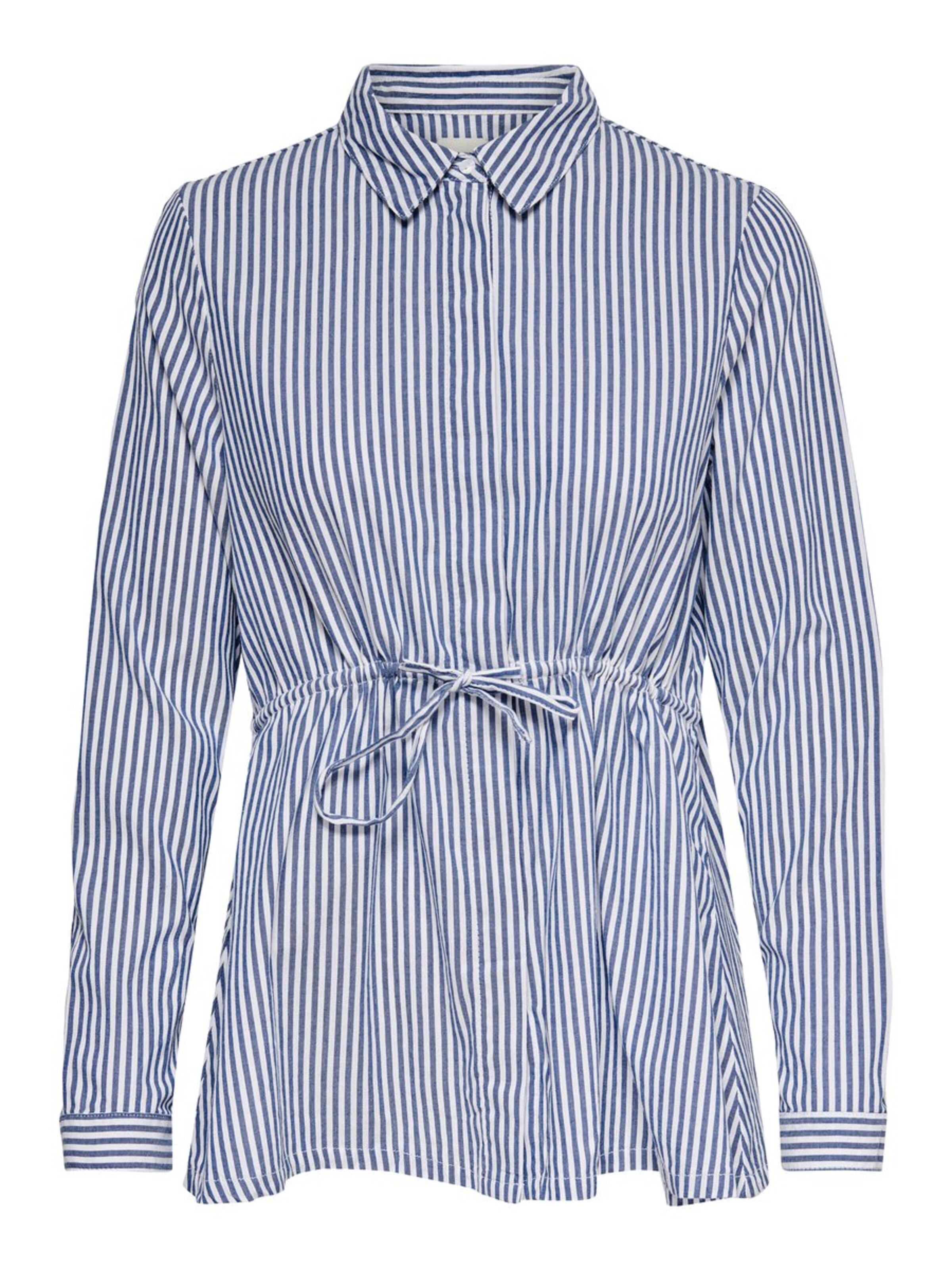 ONLY - Blouse 'onlKARINKA 7/8 S STRIPE DNM SHIRT QYT' in de kleur Blauw