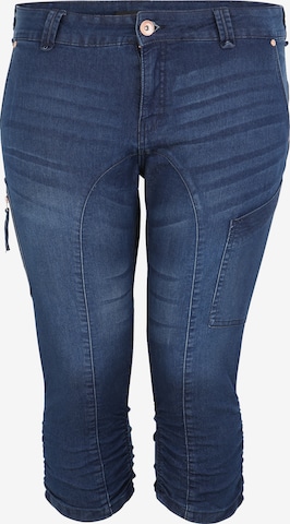 Zizzi Slimfit Jeans in Blauw: voorkant