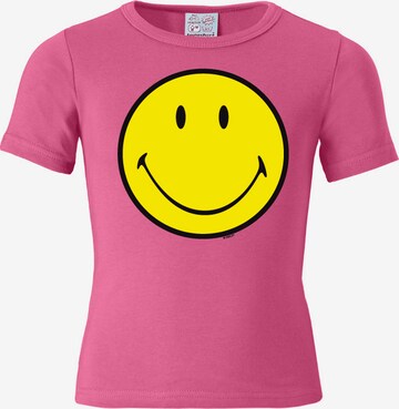 LOGOSHIRT Shirt 'Smiley Face' in Pink: front