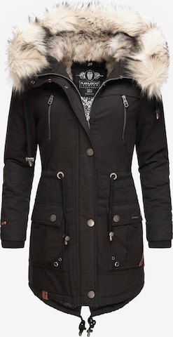 NAVAHOO Winterparka 'Honigfee' in Zwart: voorkant