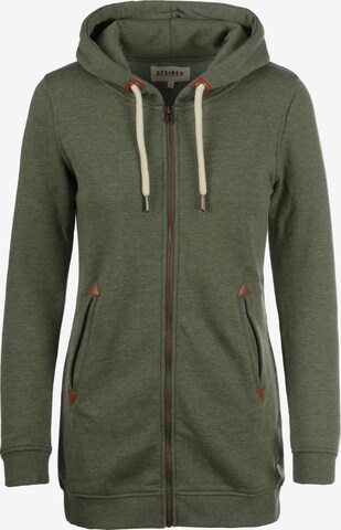 DESIRES Sweatvest 'Vicky Straight-Zip' in Groen: voorkant