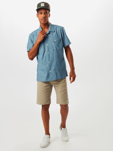 GAP Slim fit Srajca 'SS CHAMBRAY CAMP BLUE' | modra barva