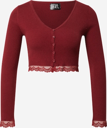 Parallel Lines Knit Cardigan in Red: front