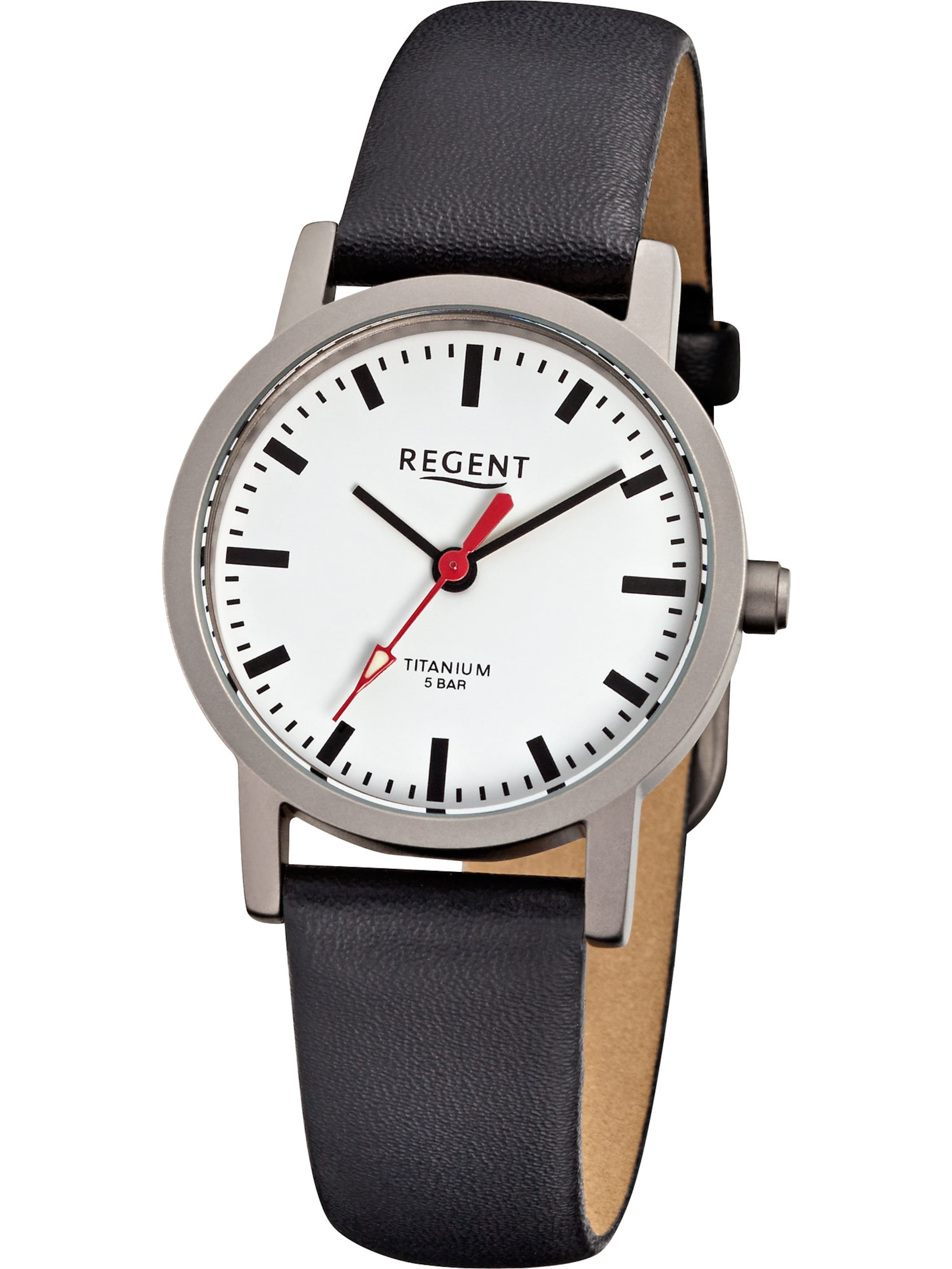 REGENT Uhr in Schwarz: Vorderseite