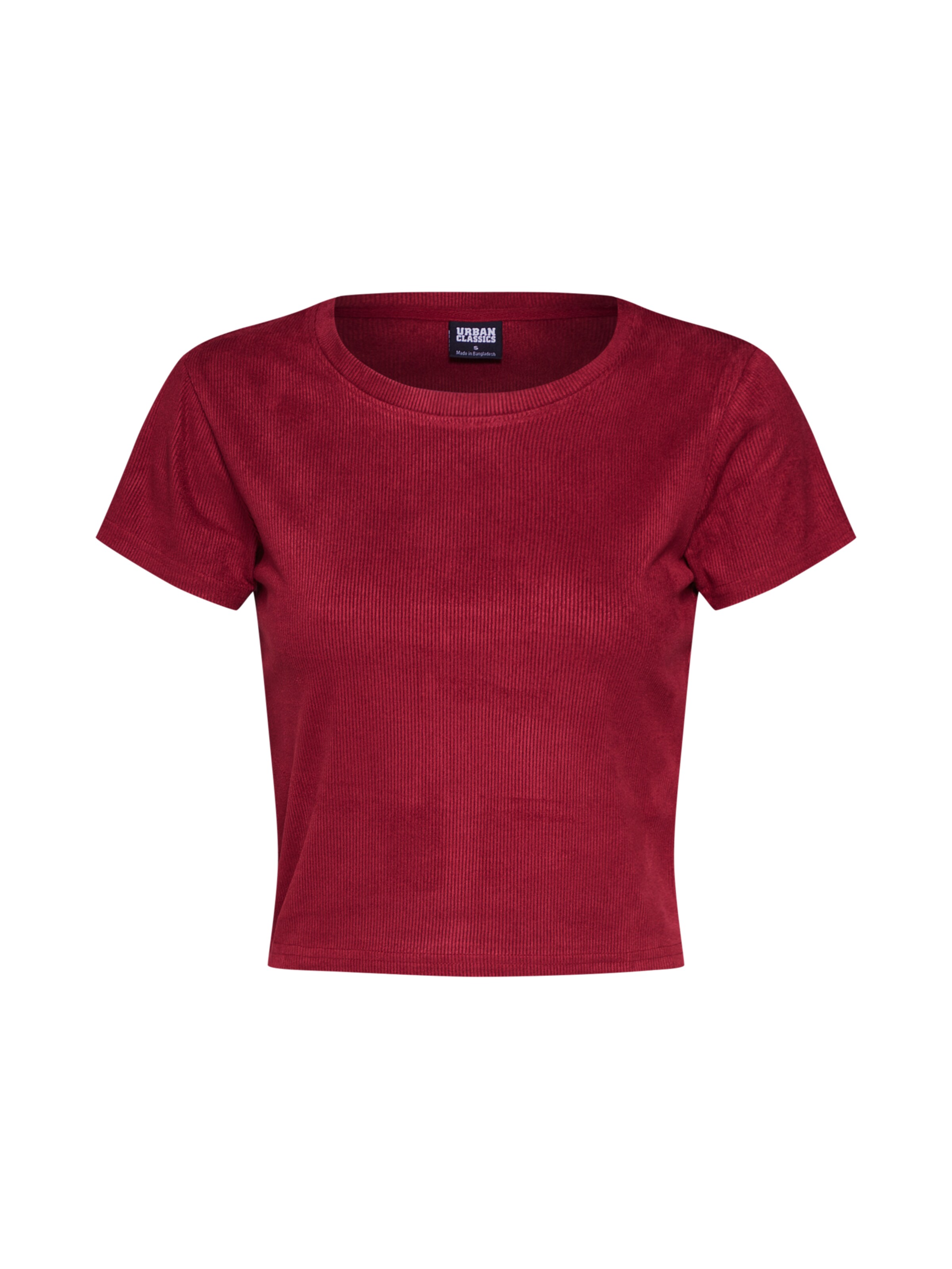 Urban Classics - Top 'Ladies Cropped Peached Rib Tee' in de kleur Wijnrood