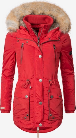 Parka d’hiver 'Grinsekatze' MARIKOO en rouge