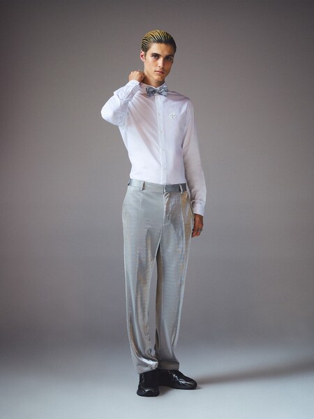 Sam - Classy Shiny Silver Pants Look