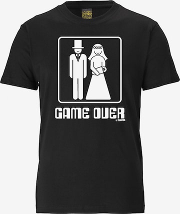 LOGOSHIRT Shirt 'GAME OVER' in Zwart: voorkant